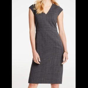 Ann Taylor Grey Seasonless Stretch Cap Sleeve Sheath Dress